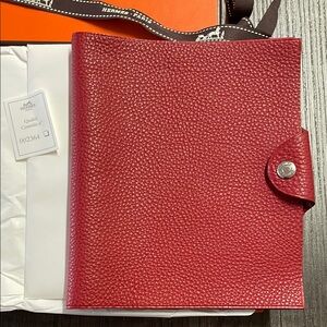 Hermes Red Leather Ulysse PM Agenda Cover